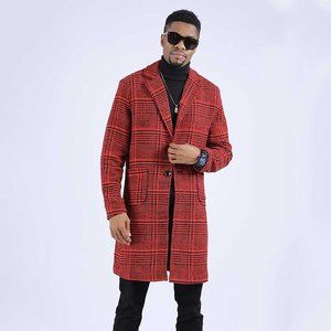 Brian's Long Trench Coat for Men Red